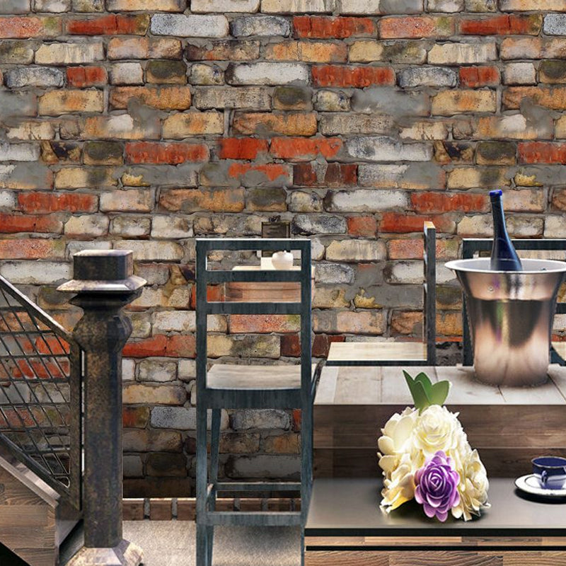 Red Brown Distressed Brick Wallpapers Stick On Rustic Dining Room Wall Decor (20 Pcs)