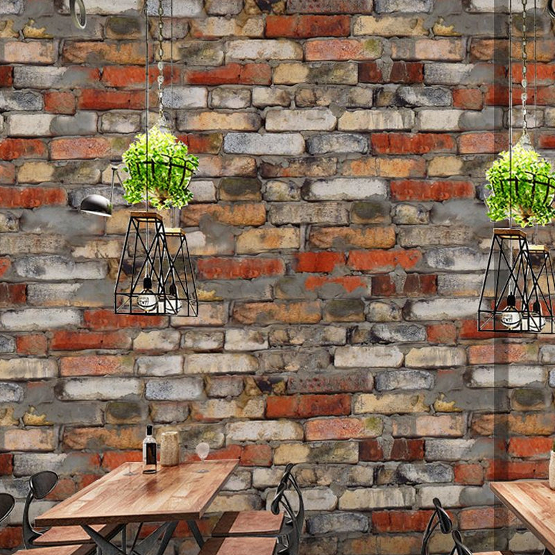 Red Brown Distressed Brick Wallpapers Stick On Rustic Dining Room Wall Decor (20 Pcs)