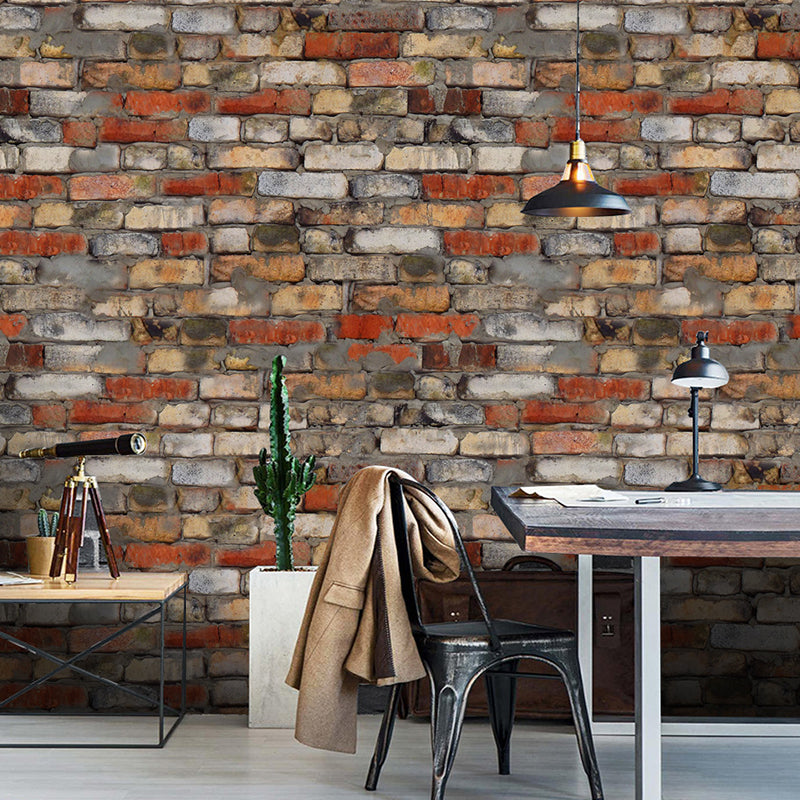 Red Brown Distressed Brick Wallpapers Stick On Rustic Dining Room Wall Decor (20 Pcs)