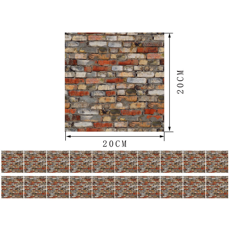 Red Brown Distressed Brick Wallpapers Stick On Rustic Dining Room Wall Decor (20 Pcs)