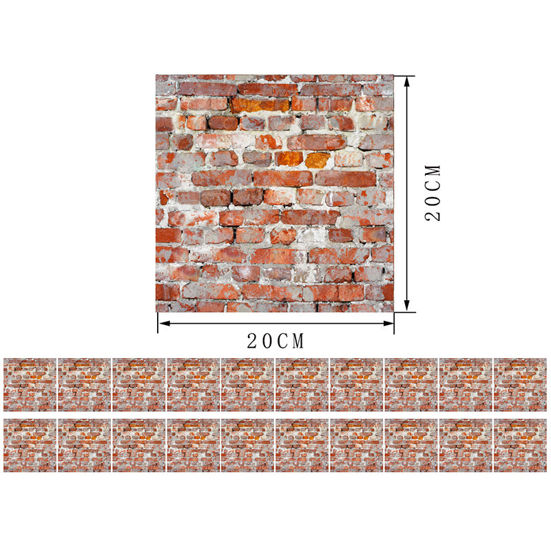 Rustic Aged Brick Look Wallpaper Panel Set Red-Brown Bedroom Wall Art, 8.6-sq ft, Self Sticking