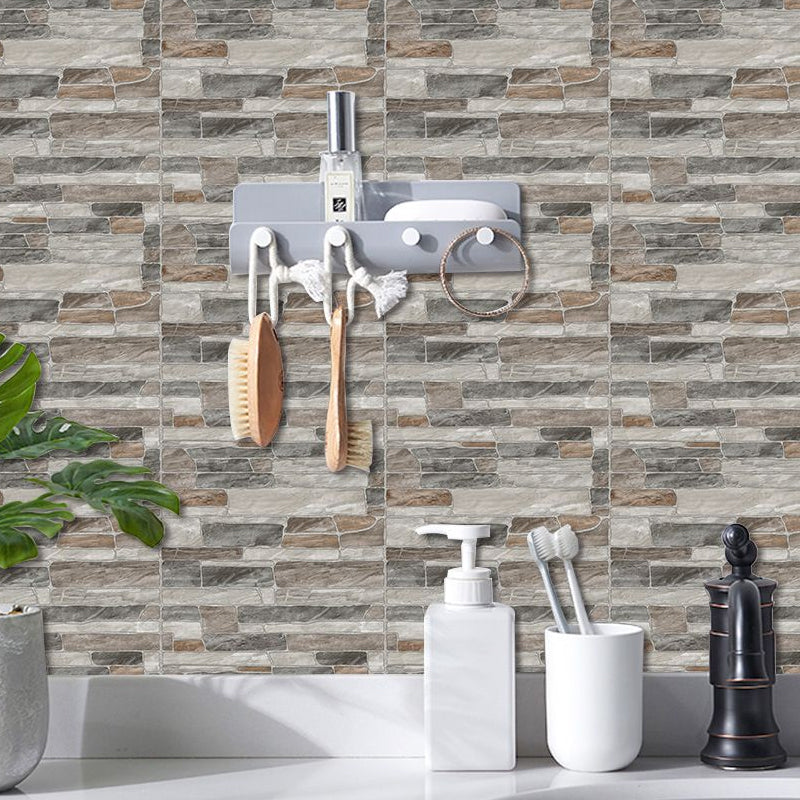 Grey Stone Wallpaper Panels Adhesive Rural Restaurant Wall Covering, 8' L x 8" W