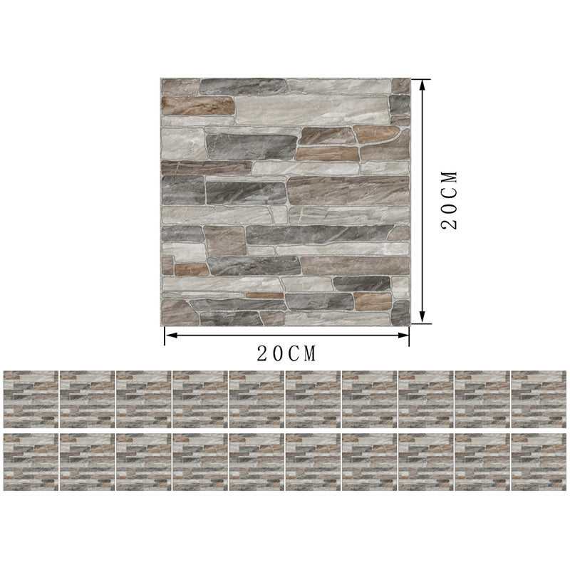 Grey Stone Wallpaper Panels Adhesive Rural Restaurant Wall Covering, 8' L x 8" W