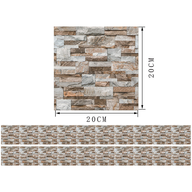 Country Marble Rock Stick Wallpaper Panel for Washroom 8' x 8" Wall Decor in Brown