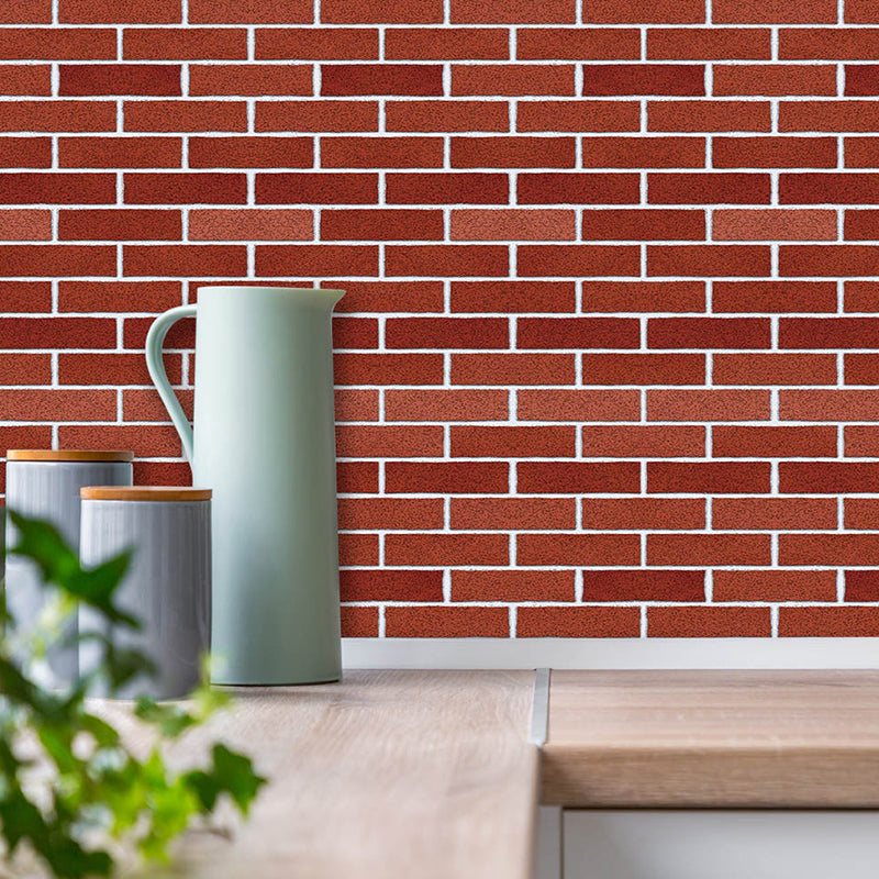 Clean Brick Peel Off Wallpaper Roll for Kitchen Bar, Red, 10' L x 15.7" W, 1 Piece