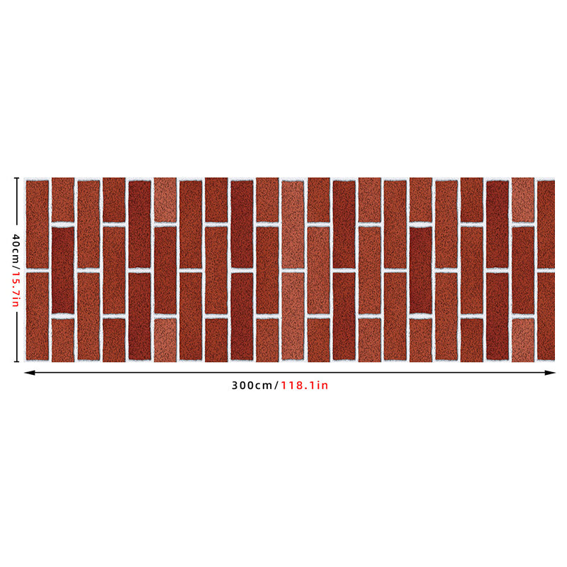 Clean Brick Peel Off Wallpaper Roll for Kitchen Bar, Red, 10' L x 15.7" W, 1 Piece
