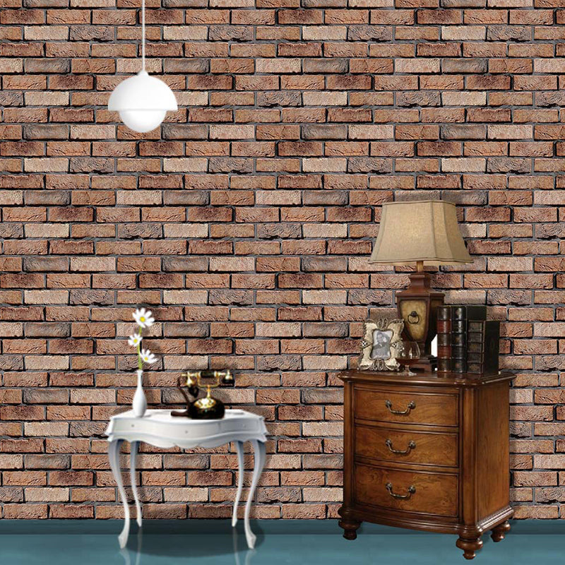 Brown Brick Self Adhesive Wallpaper Construction Rustic Removable Wall Art for Kitchen