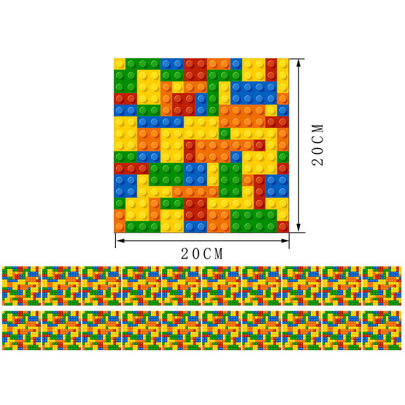 Novelty Kids Wallpaper Panel with Building Blocks Pattern Multicolored Wall Covering, Stick On