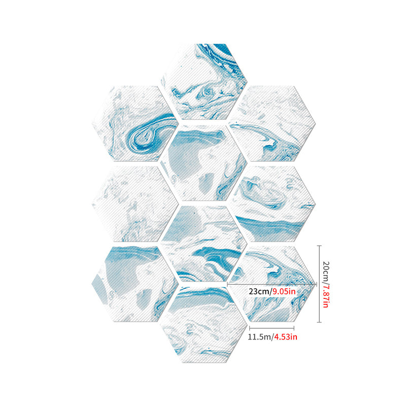 Contemporary Abstract Wallpaper Panel Blue-White Flow Pattern Wall Art, Self Adhesive