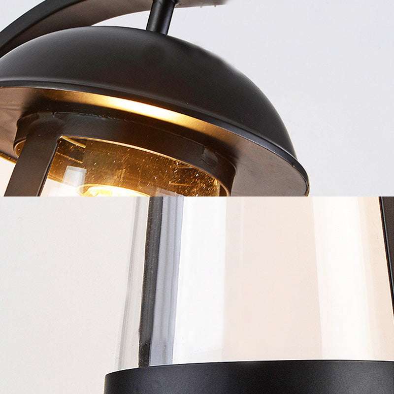 1 Imposto di illuminazione da esterno con cono nero con sconde in vetro chiaro chiaro