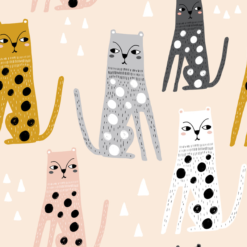 Childrens Art Kitten Mural Decal for Kids Room Personalized Wall Decor in Light Orange