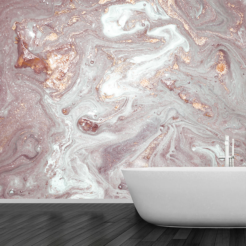 Pink Flow Pattern Mural Decal Faux Texture Look Modern Stain Resistant Wall Art for Home