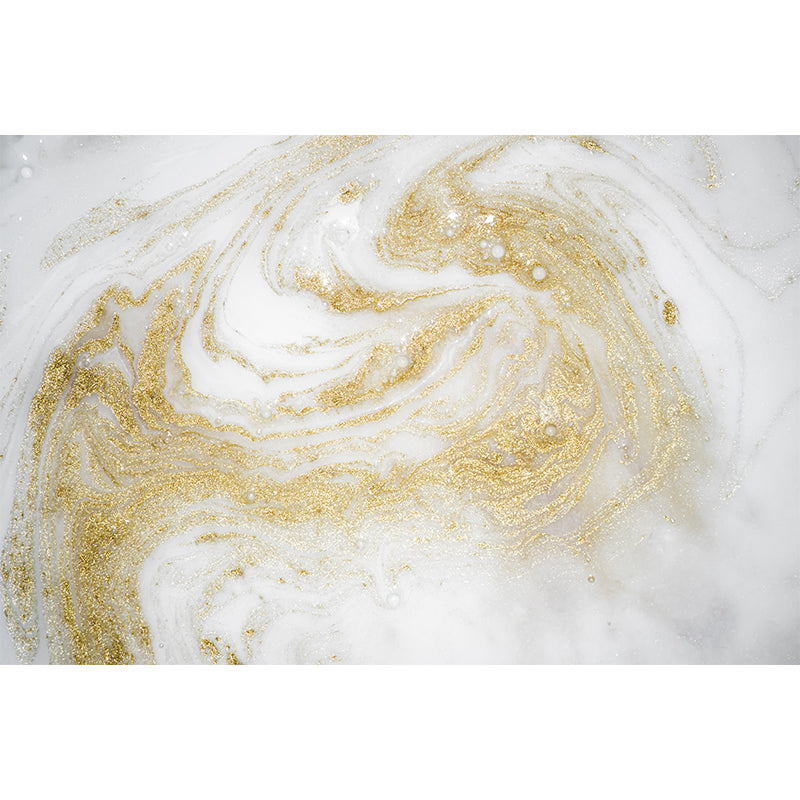 Art Deco Lava Wallpaper Mural for Corridor Custom Wall Covering in Gold and White