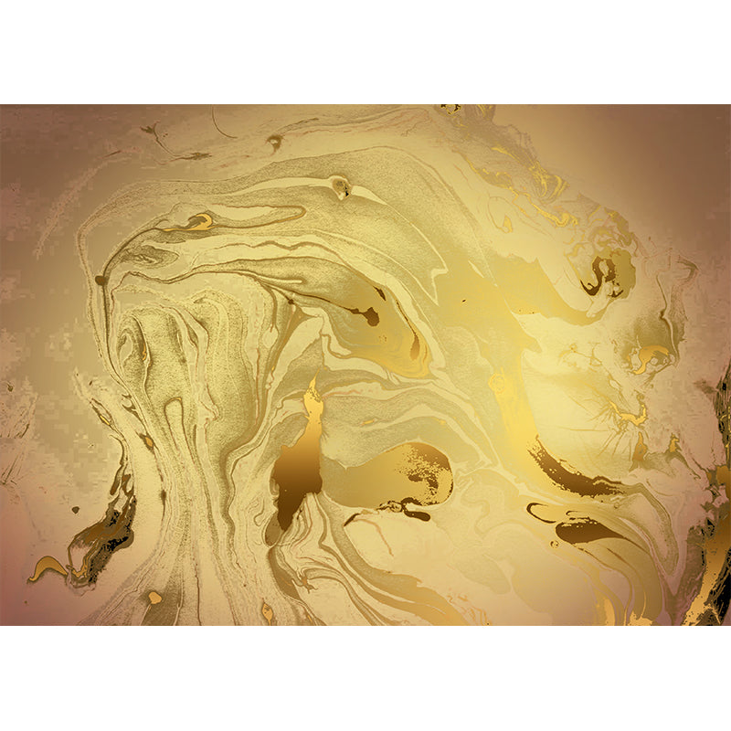 Simple Abstract Waves Wallpaper Mural Yellow Moisture Resistant Wall Art for Home