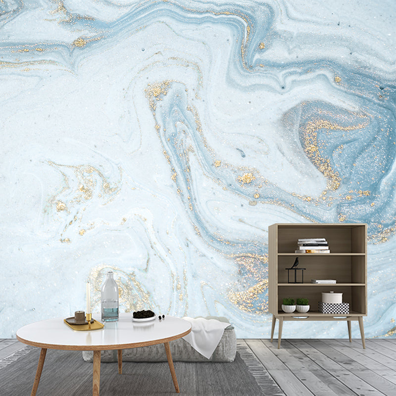 Big Sequin Waves Mural Wallpaper Light-Blue Non-Woven Wall Decor, Waterproof, Custom Size