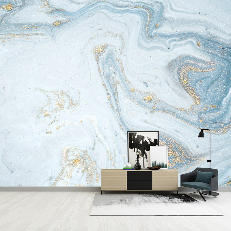 Big Sequin Waves Mural Wallpaper Light-Blue Non-Woven Wall Decor, Waterproof, Custom Size