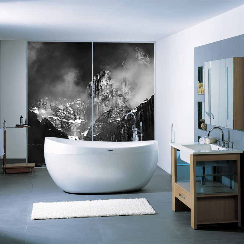 Misty Snow Mountain Wall Mural for Living Room Scenery Wall Art, Custom Size Available