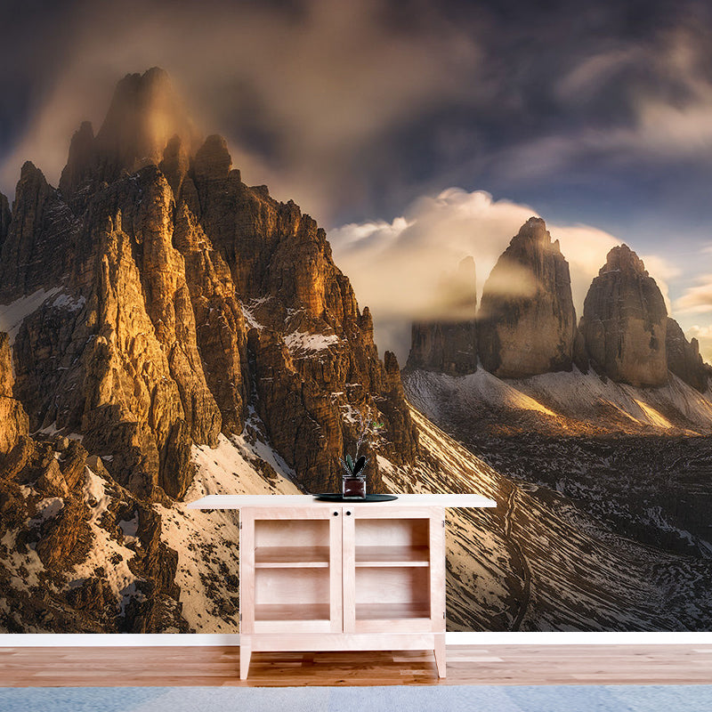 Brown Melting Snow Mountain Mural Waterproofing Modern Living Room Wall Covering