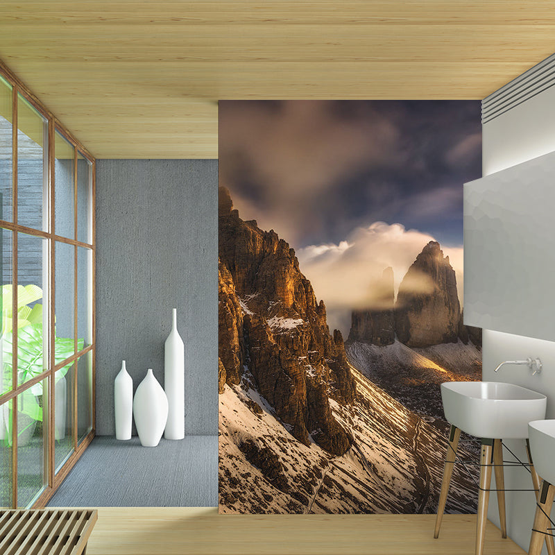 Brown Melting Snow Mountain Mural Waterproofing Modern Living Room Wall Covering