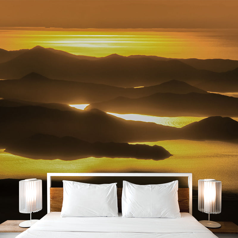 Non-Woven Washable Mural Modern River Mountain in the Evening Glow Wall Covering