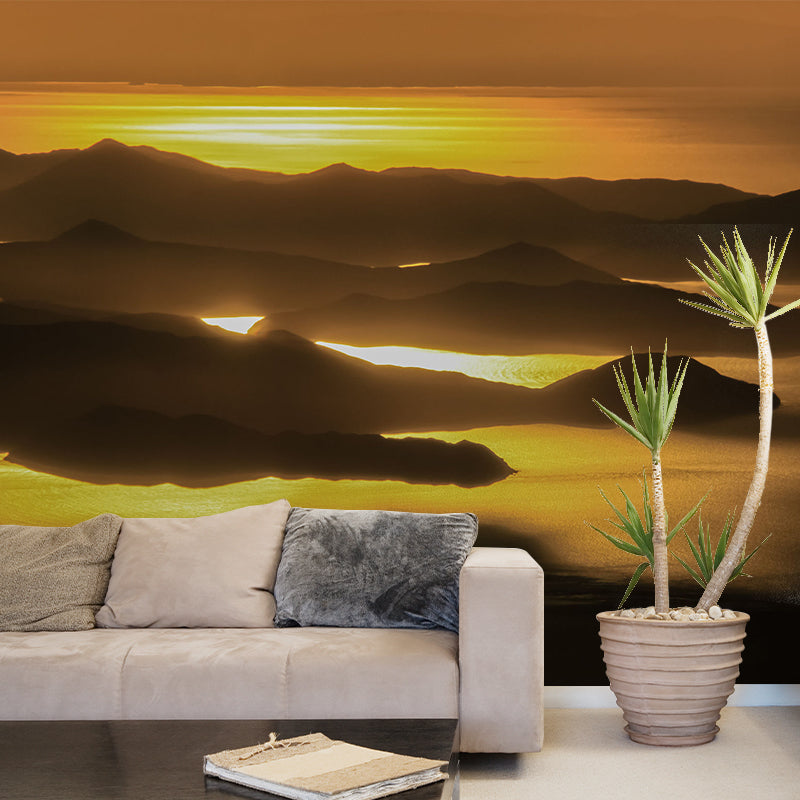 Non-Woven Washable Mural Modern River Mountain in the Evening Glow Wall Covering