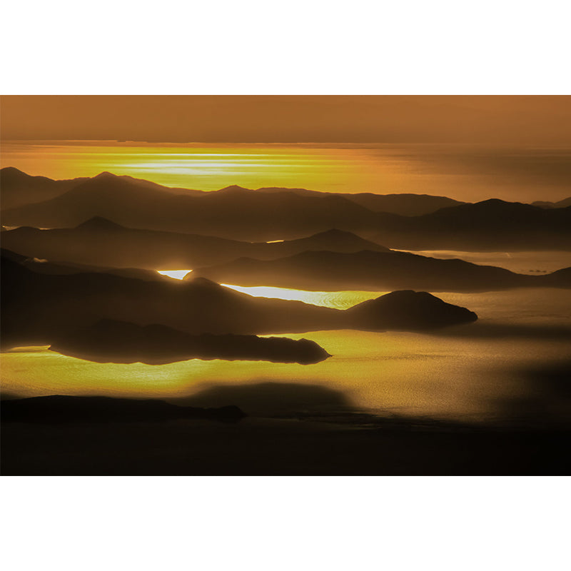 Non-Woven Washable Mural Modern River Mountain in the Evening Glow Wall Covering