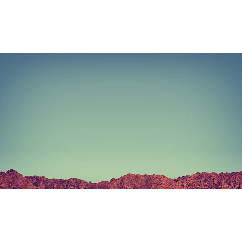 Mountain with Clean Sky Mural Blue Minimalist Wall Covering for Living Room, Size Optional