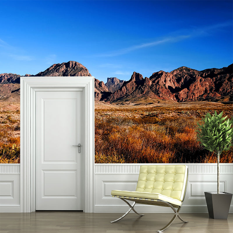 Modern Scenery Wall Mural Brown Mountain with Meadow in Fall Wall Decoration for Home