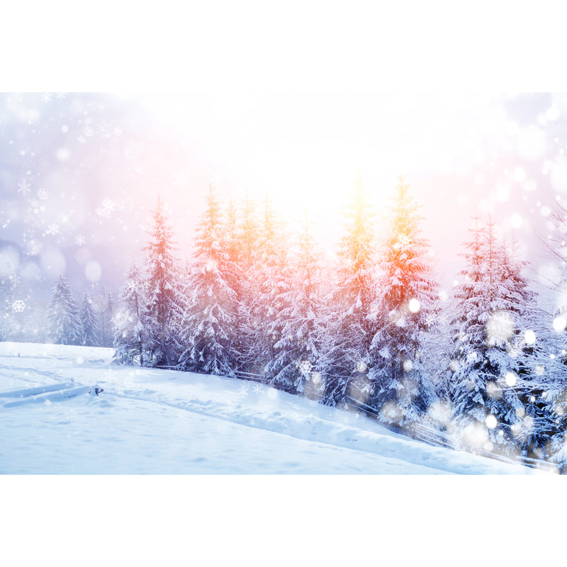 Modernist Sunlight Snowy Cypress Mural for Living Room Custom Wall Decor in Pink