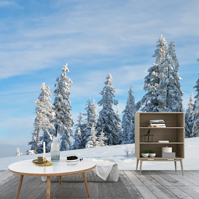 Photography Snowfield Cypress Mural Full-Size Wall Decor Above Bed, Personalized Size