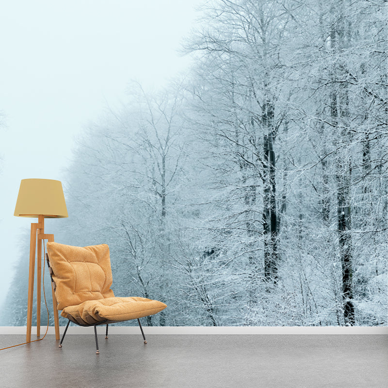 Photography Highway Snow Forest Mural Large Size Wall Covering for Home, Custom Print