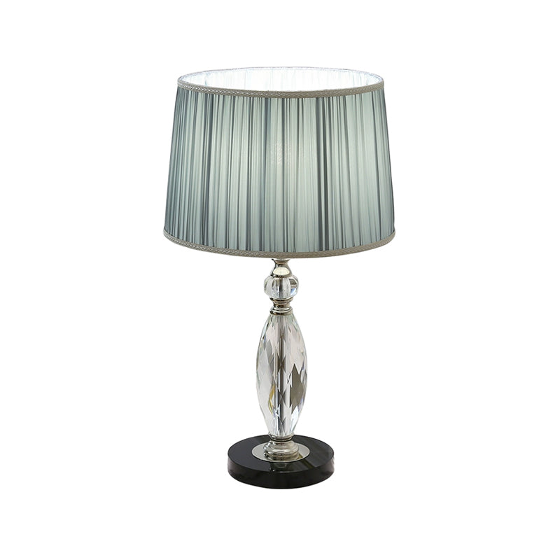 Minimalisme 1 bol bureaulamp met stofschaduw grijs/blauwe trommel nachtkastje licht met heldere kristallen basis voor salon