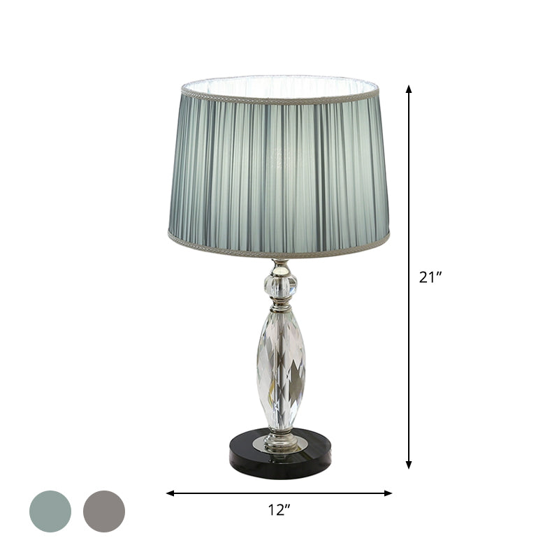 Minimalisme 1 bol bureaulamp met stofschaduw grijs/blauwe trommel nachtkastje licht met heldere kristallen basis voor salon