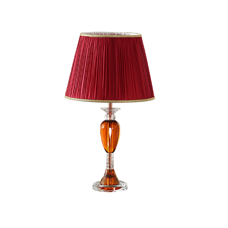 Rode urn basis nachttafelverlichting modernistische 1-head Clear Crystal leeslamp met kegelstofschaduw