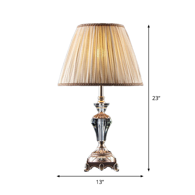 Diamant-vorm-basis Clear Crystal Desk Light Minimalistische 1-Bulb Beige Study Lighting met gevlochten trimschaduw