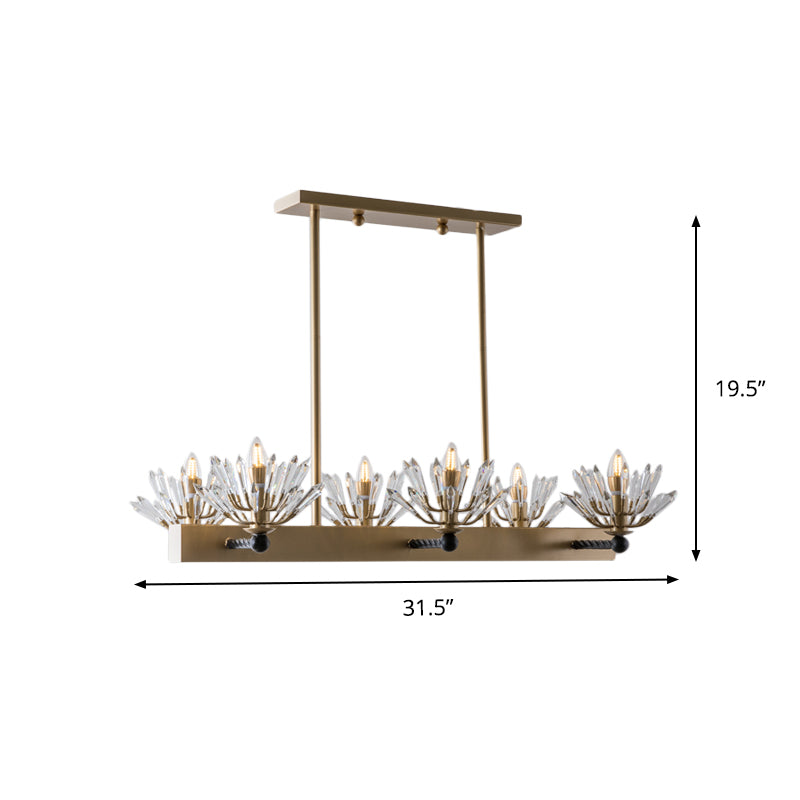 Black Sputnik Island Light Fixture Simple Cut Crystal 6 Bulbs Ceiling Pendant for Restaurant