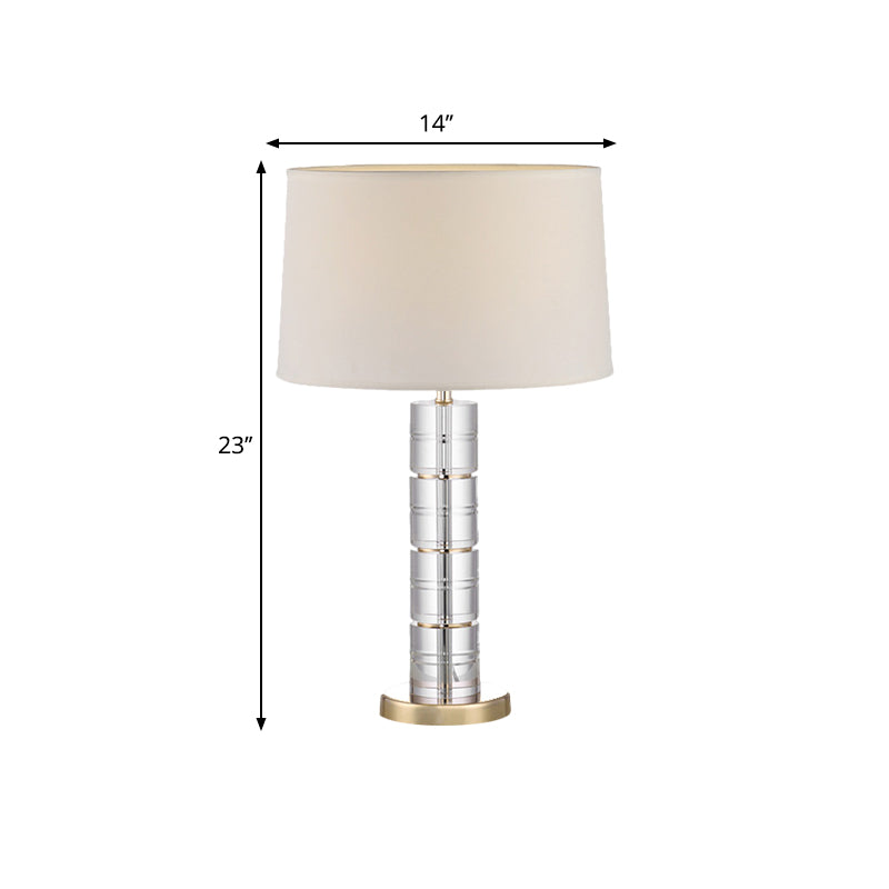 1 kopstoffen nachtkastje lamp Traditioneel beige vat schaduw slaapkamer kristallen tafellicht
