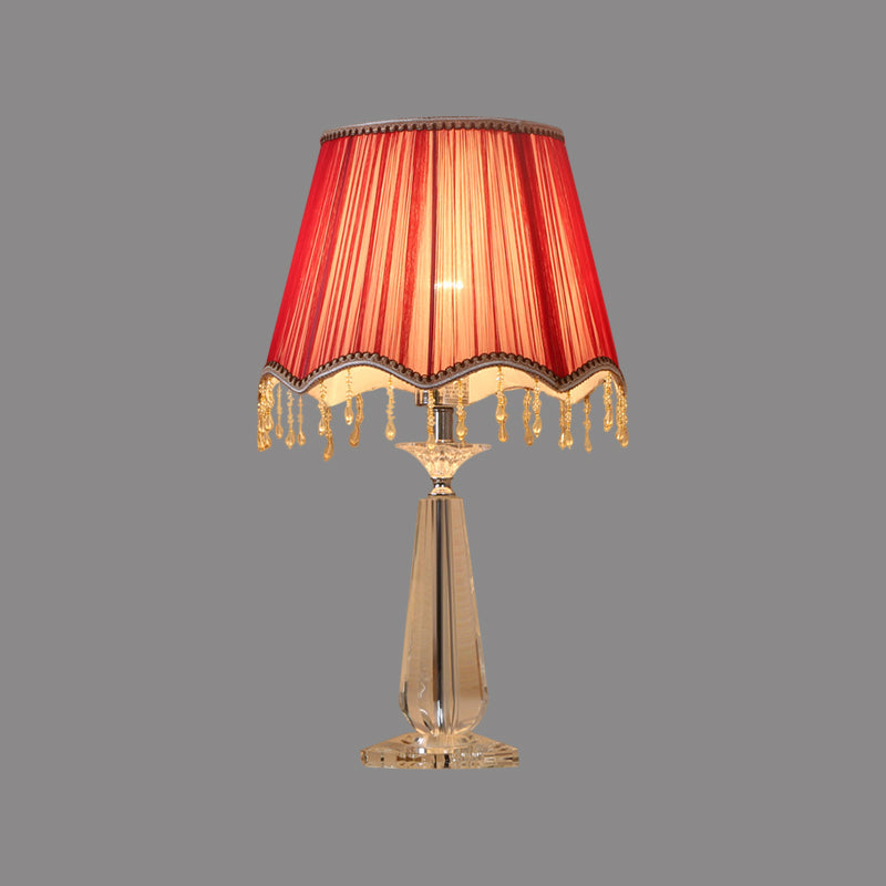 Rot/blau/grün/beige überbackener schatten schatten nachttisch lampe traditionelle Stoff 1 Kopf Schlafzimmer Kristalltisch Leuchte