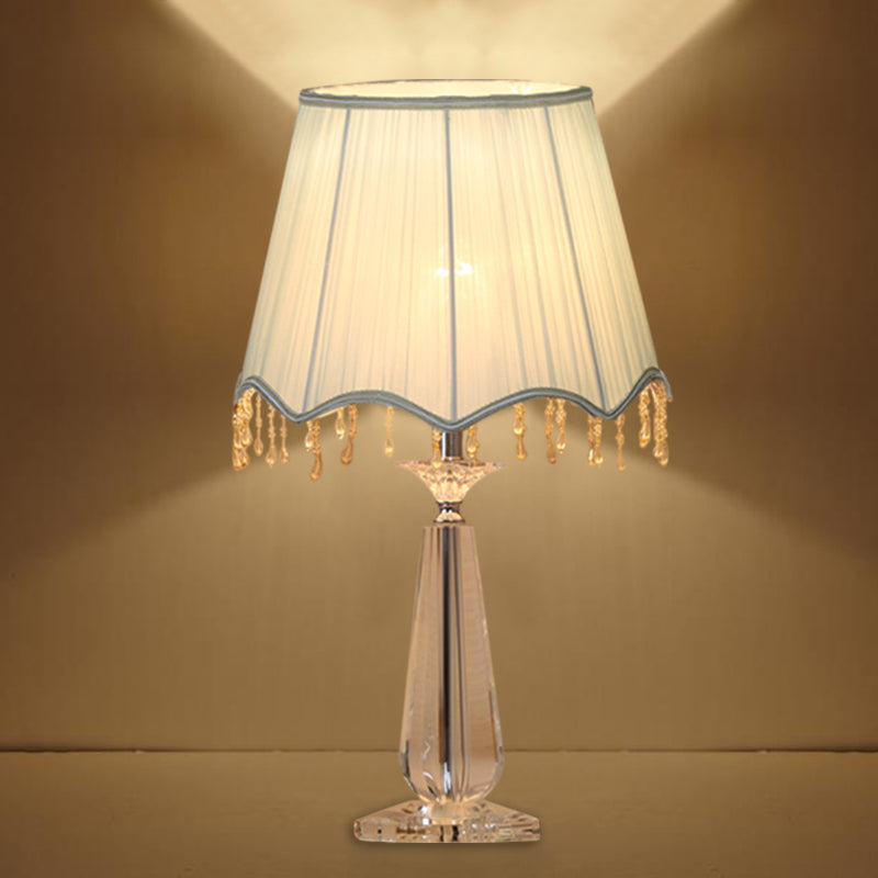 Rot/blau/grün/beige überbackener schatten schatten nachttisch lampe traditionelle Stoff 1 Kopf Schlafzimmer Kristalltisch Leuchte