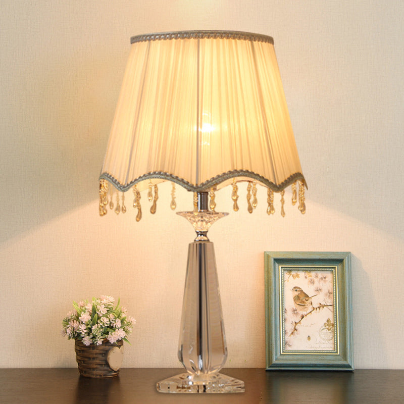 Rot/blau/grün/beige überbackener schatten schatten nachttisch lampe traditionelle Stoff 1 Kopf Schlafzimmer Kristalltisch Leuchte