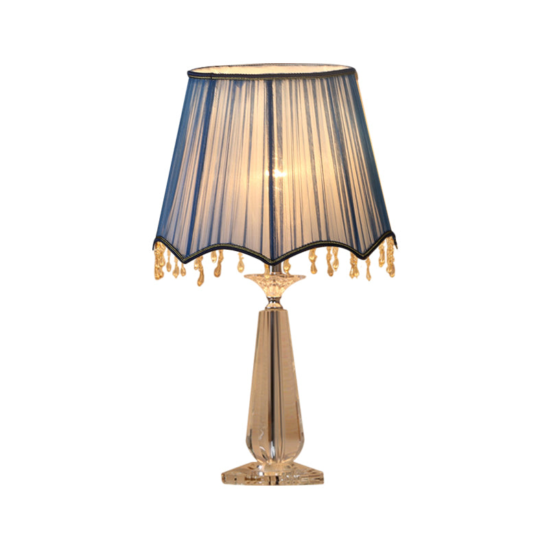 Rot/blau/grün/beige überbackener schatten schatten nachttisch lampe traditionelle Stoff 1 Kopf Schlafzimmer Kristalltisch Leuchte