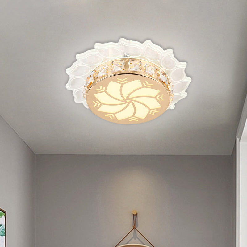 Lampada da soffitto a LED con fiori di ciliegio/portico a spirale, da incasso, moderna, in cristallo trasparente, con finitura dorata, in multicolore/bianco/luce calda