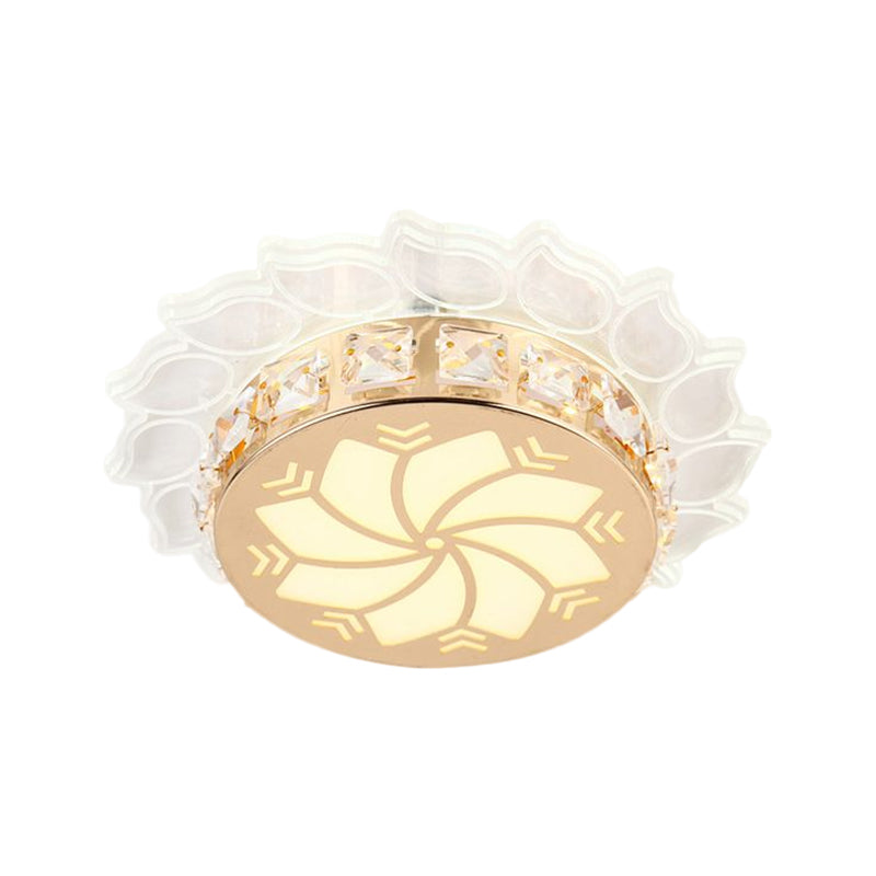 Lampada da soffitto a LED con fiori di ciliegio/portico a spirale, da incasso, moderna, in cristallo trasparente, con finitura dorata, in multicolore/bianco/luce calda