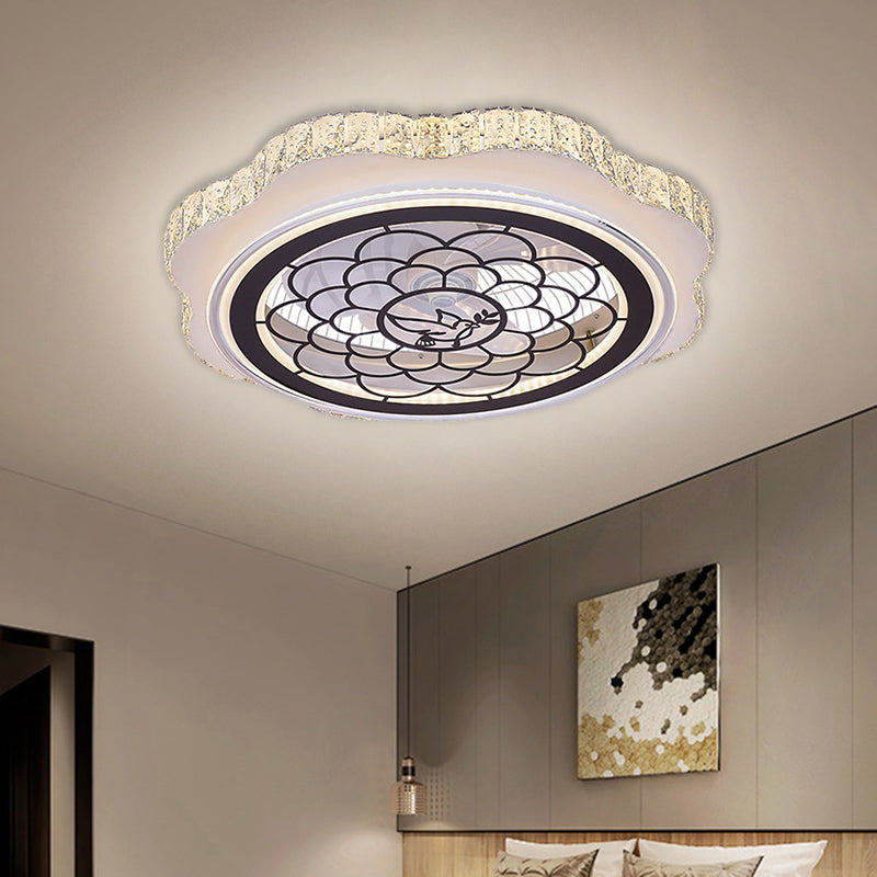 Sonnenblumen/Pflaumenblüten/Sternmuster Hanging Lüfter Licht moderne rechteckige Kristalle 23,5 "W LED White Semi-Flush Mount