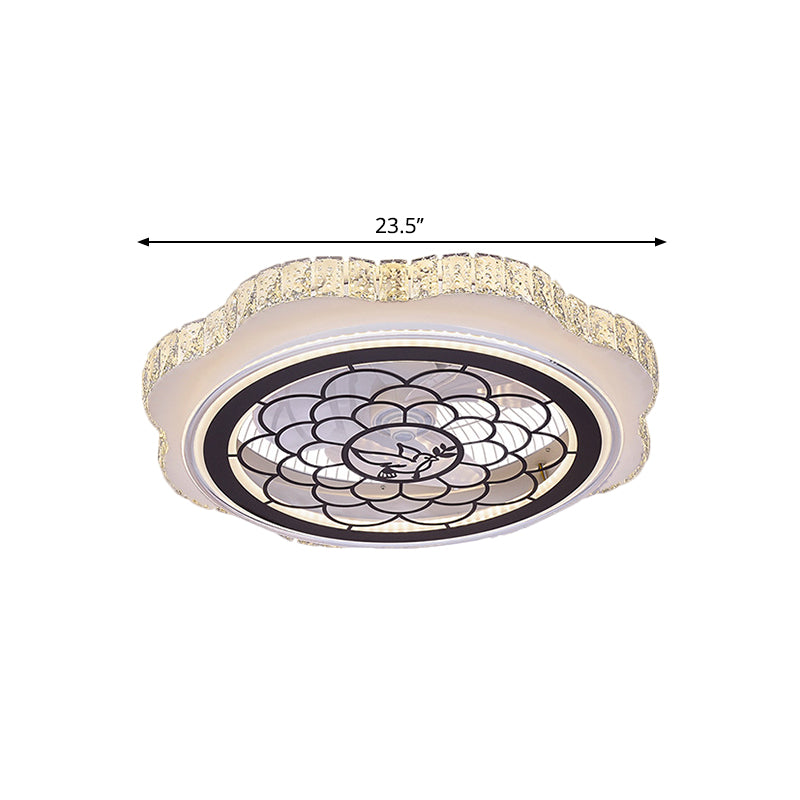 Sonnenblumen/Pflaumenblüten/Sternmuster Hanging Lüfter Licht moderne rechteckige Kristalle 23,5 "W LED White Semi-Flush Mount