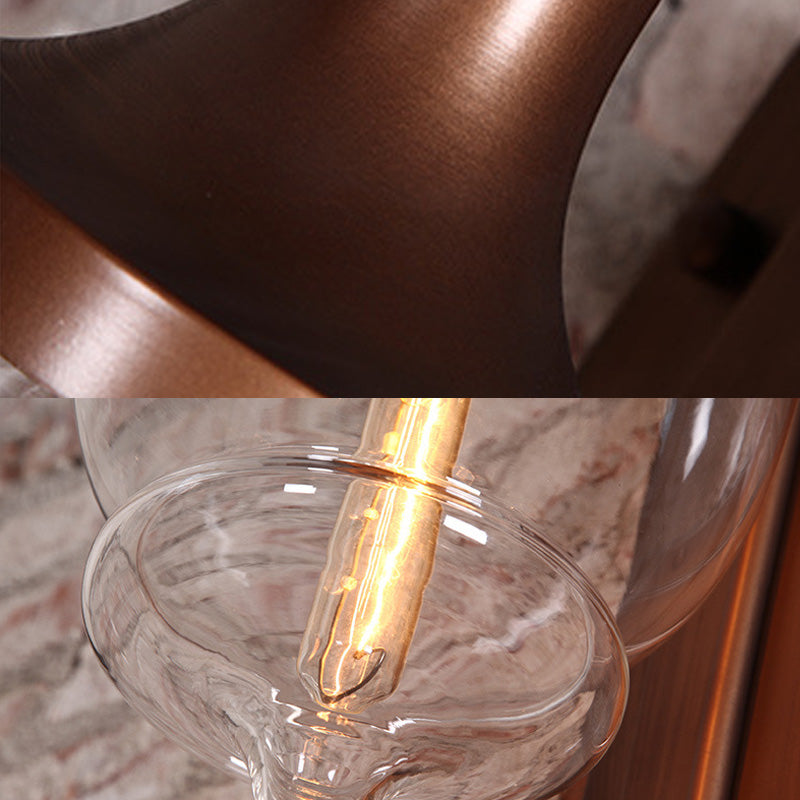 Eine Glühbirne Klares Glasleuchten leichter industrieller schwarzer ovaler Schatten Wohnzimmer Wandlampe