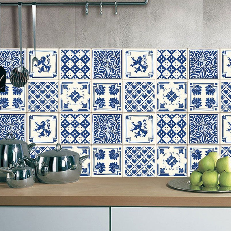 Ethnic Chinese Stick Wallpaper Panel Set for Accent Wall, Blue, 8' L x 8" W (18 Pieces)