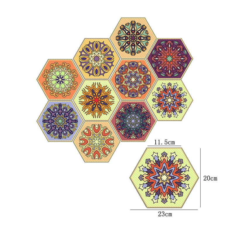 Purple-Yellow Mandala Wallpapers Pick Up Sticks Boho-Chic Living Room Wall Art (10 Pcs)