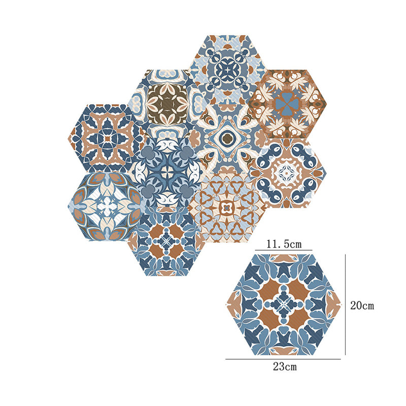 Floral Tiles Wallpaper Panels Bohemia Easy Peel off Bathroom Wall Decor, 9' L x 8" W