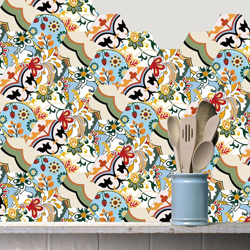 Boho Butterfly and Flower Wallpaper Panel Yellow-Green Self-Stick Wall Decor for Kitchen